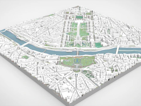 Cidade de fragmento da paisagem urbana de Paris Fran&ccedil;a Modelo 3D