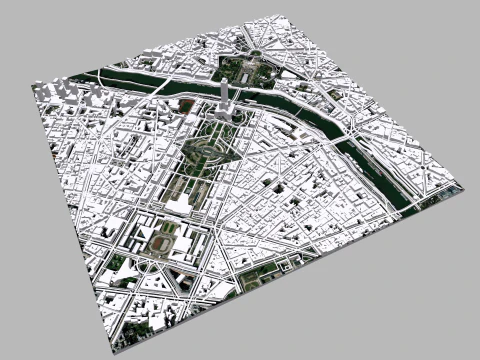Cidade de fragmento da paisagem urbana de Paris Fran&ccedil;a Modelo 3D