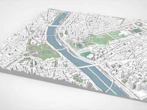 Cidade de fragmento da paisagem urbana de Paris Fran&ccedil;a Modelo 3D