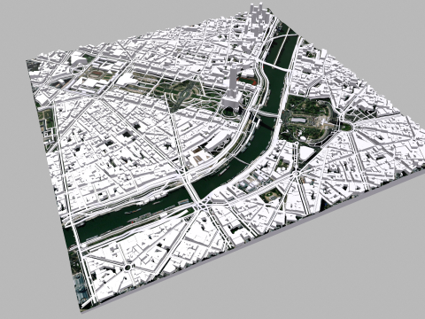 Cityscape Paris France fragment city Modelo 3D