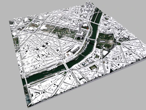 Cidade de fragmento da paisagem urbana de Paris Fran&ccedil;a Modelo 3D