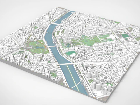Cidade de fragmento da paisagem urbana de Paris Fran&ccedil;a Modelo 3D
