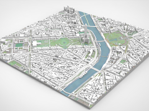 Cityscape Paris France fragment city Modelo 3D