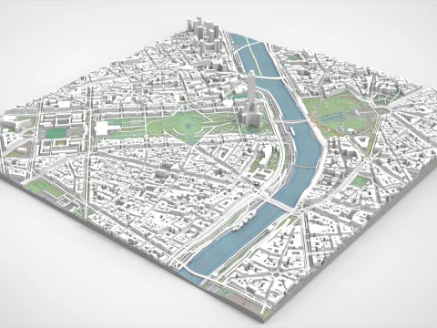 Cidade de fragmento da paisagem urbana de Paris Fran&ccedil;a Modelo 3D