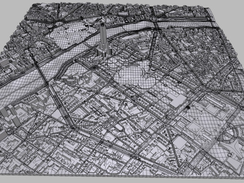 Cityscape Paris France fragment city Modelo 3D