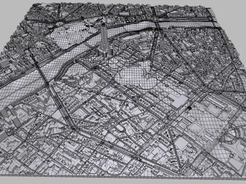 Cidade de fragmento da paisagem urbana de Paris Fran&ccedil;a Modelo 3D