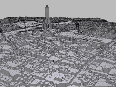 Cidade de fragmento da paisagem urbana de Paris Fran&ccedil;a Modelo 3D