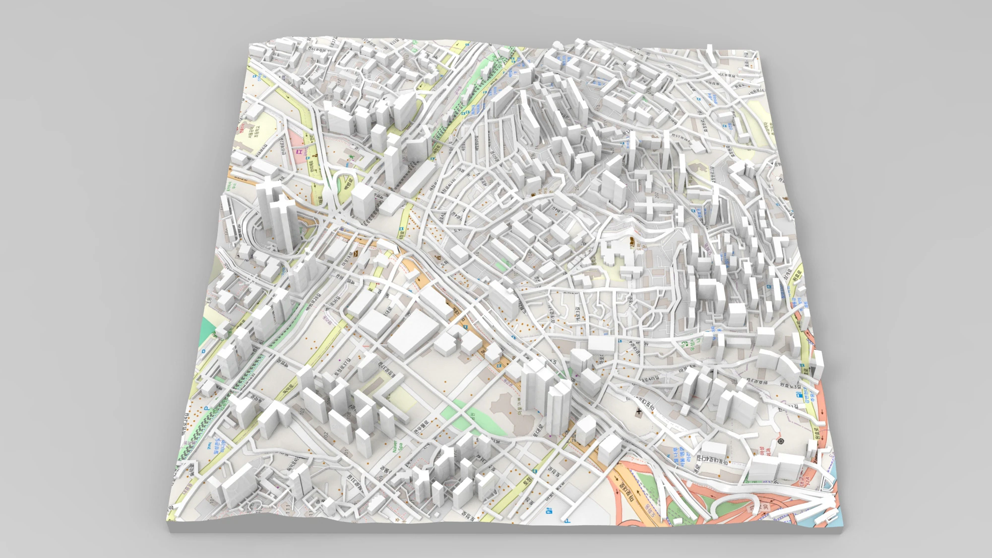 Cityscape Seoul South Korea 3D Model .c4d .max .obj .3ds .fbx .stl .blend 