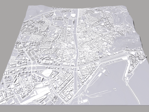 Cityscape Malaga Spain Model 3D