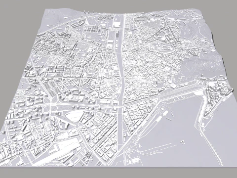 Cityscape Malaga Spain 3D Model
