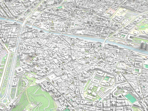 Cityscape Malaga Spain 3D Model