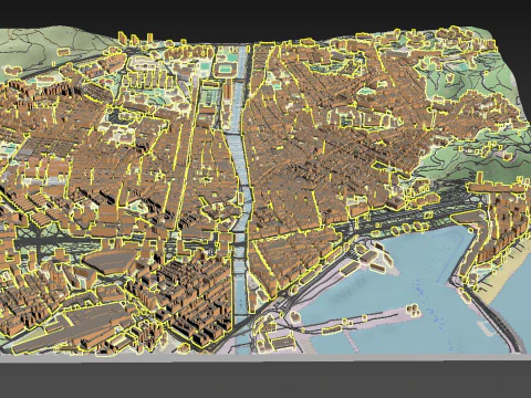 Cityscape Malaga Spain 3D Model