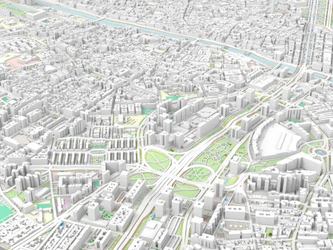Cityscape Malaga Spain 3D Model
