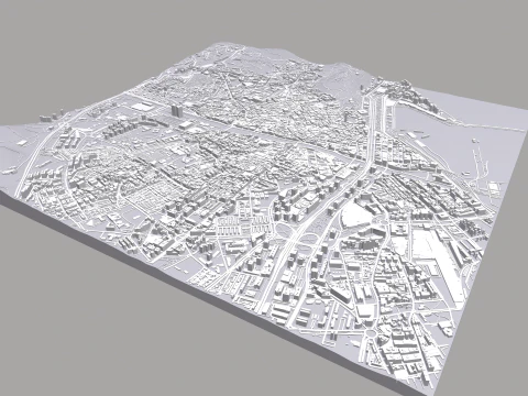 Cityscape Malaga Spain 3D Model