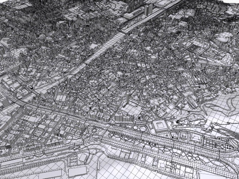 Cityscape Malaga Spain 3D Model