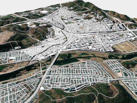 Pemandangan kota Ulsan Republik Korea Model 3D