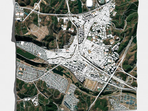 Pemandangan kota Ulsan Republik Korea Model 3D