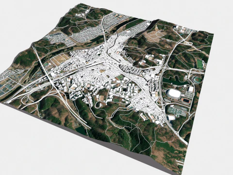 Pemandangan kota Ulsan Republik Korea Model 3D