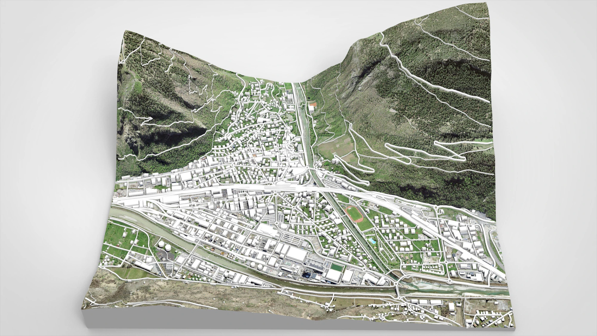 Cityscape Visp Switzerland 3D Model .c4d .max .obj .3ds .fbx .stl .blend 