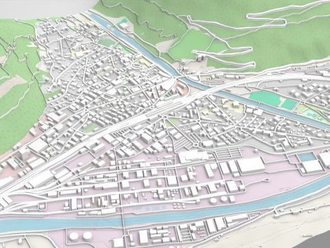 Cityscape Visp Switzerland 3D Model