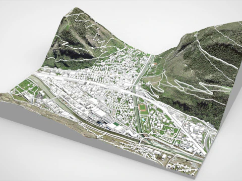Cityscape Visp Switzerland 3D Model