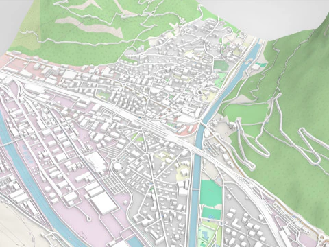 Cityscape Visp Switzerland 3D Model