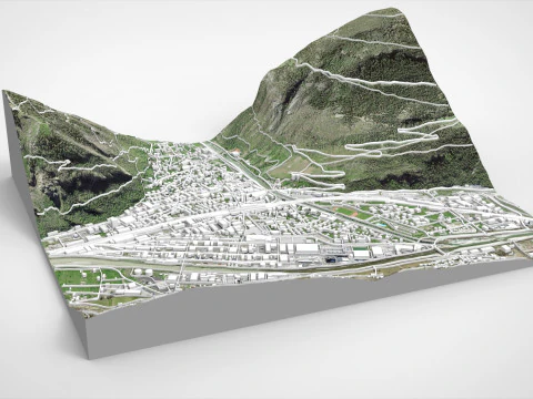 Cityscape Visp Switzerland 3D Model