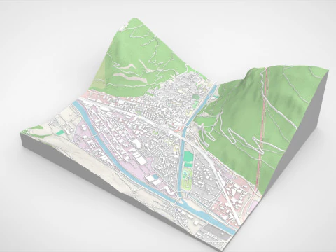 Cityscape Visp Switzerland 3D Model