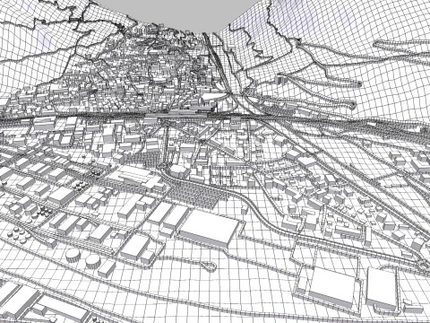 Cityscape Visp Switzerland 3D Model