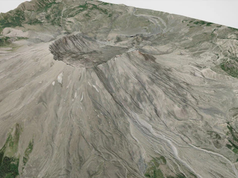 Volcanic domes in the crater of Mount Saint Helens Washington 3D Model