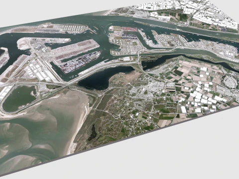 The Port of Rotterdam South Holland Netherlands 3D Model