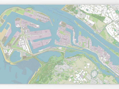 The Port of Rotterdam South Holland Netherlands 3D Model