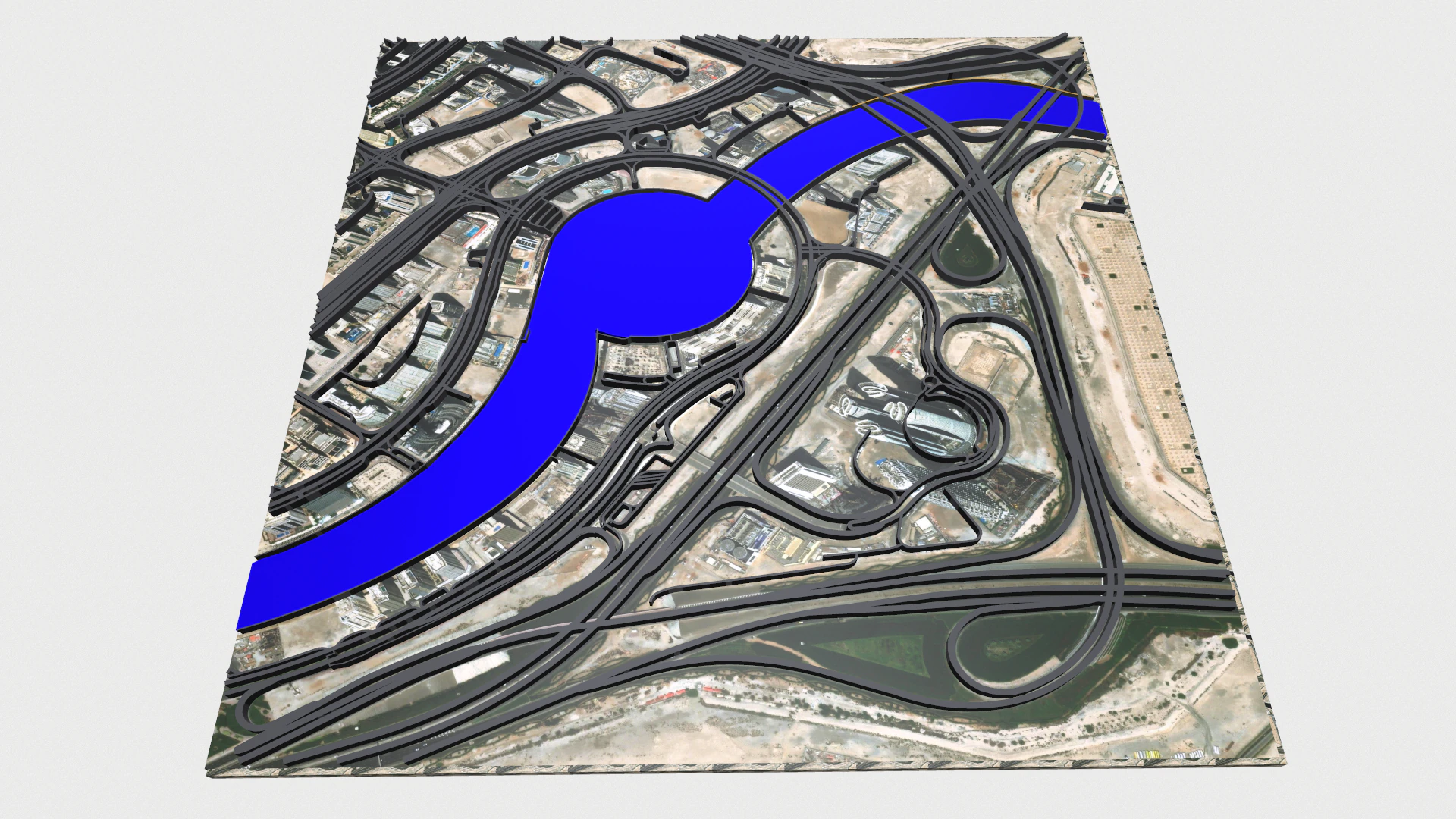 Streets and roads Downtown Dubai UAE 3D Model .c4d .max .obj .3ds .fbx .stl .blend 