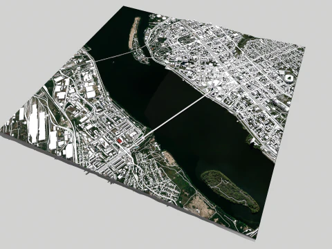 Cityscape Dnipro Ukraine 3D Model