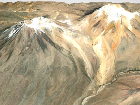 Volc&aacute;n Tacora Chile Per&uacute; Modelo 3D