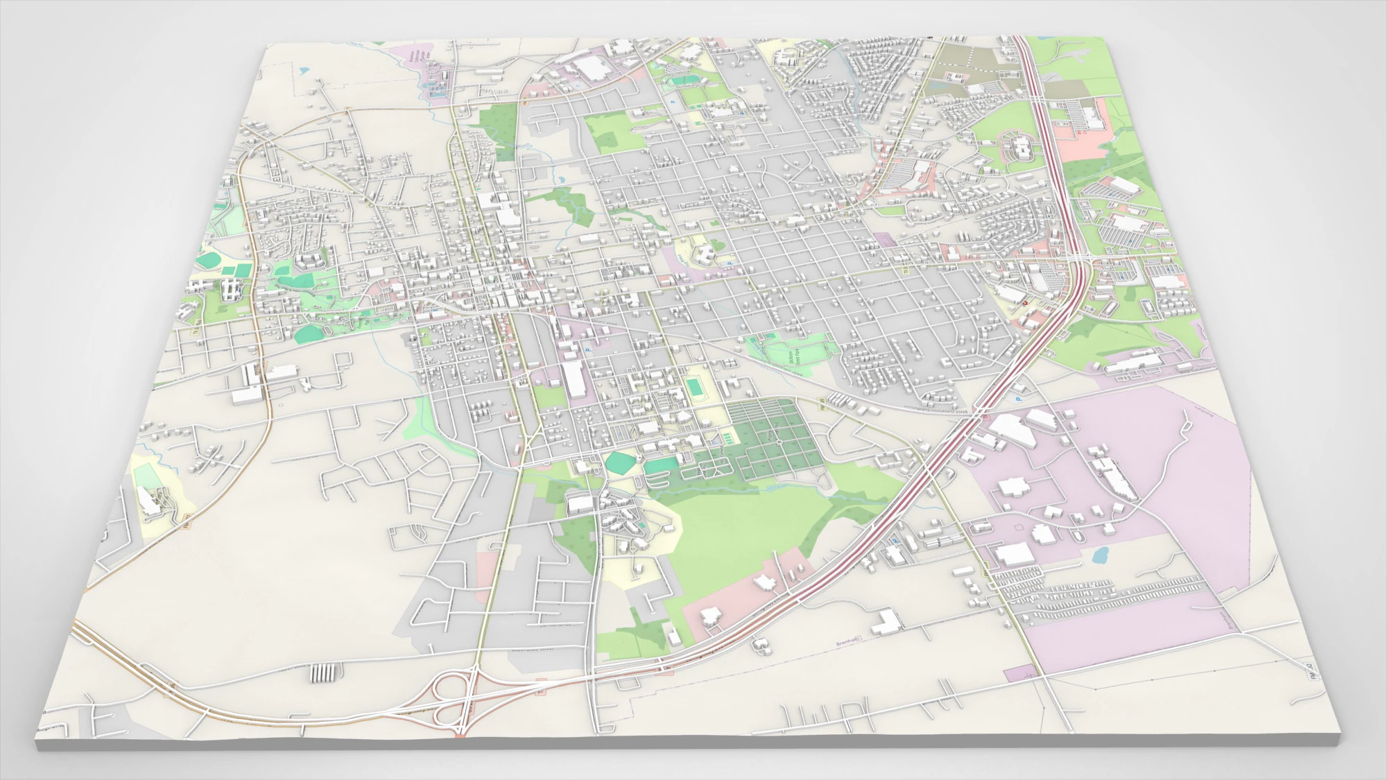 Cityscape Brenham Texas USA 3D Model .c4d .max .obj .3ds .fbx .stl .blend 