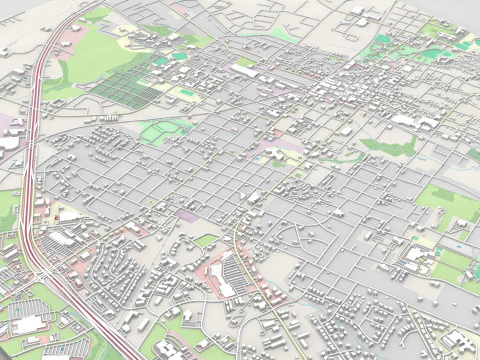 Cityscape Brenham Texas USA 3D Model