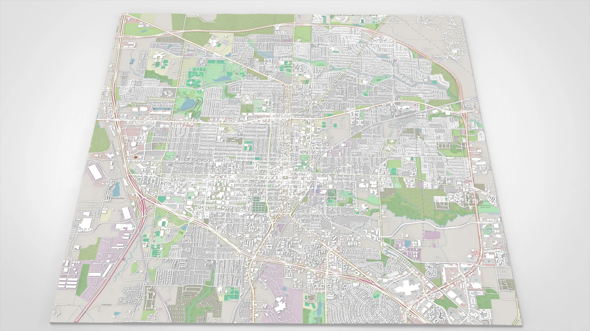Cityscape Denton Texas USA 3D Model .c4d .max .obj .3ds .fbx .stl .blend