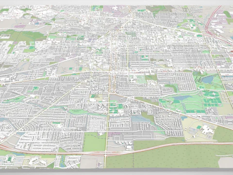 Cityscape Denton Texas USA 3D Model