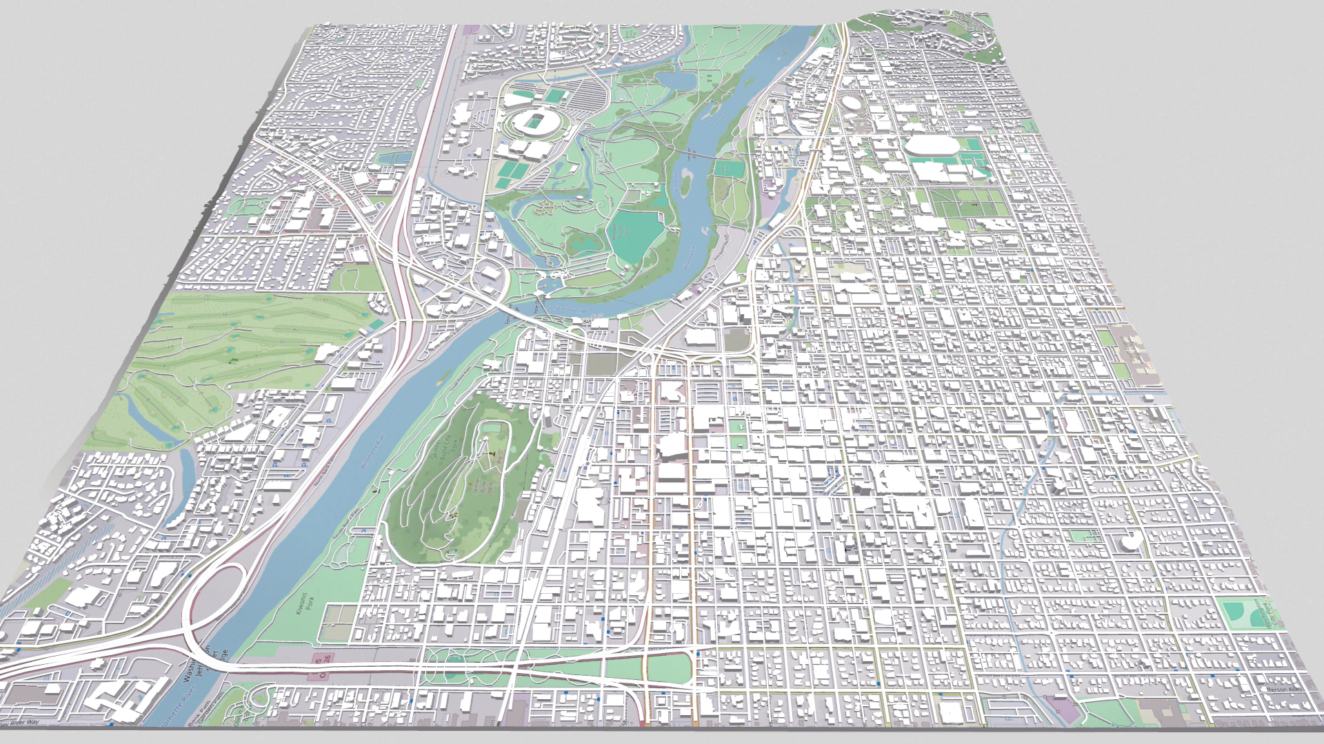 Cityscape Eugene Oregon USA 3D Model .c4d .max .obj .3ds .fbx .stl .blend 