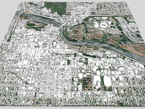 Cityscape Eugene Oregon USA 3D Model