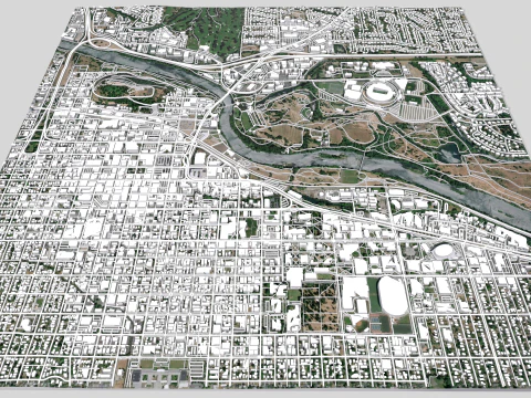 Cityscape Eugene Oregon USA 3D Model