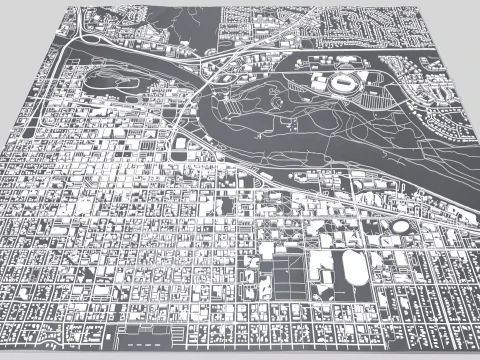 Cityscape Eugene Oregon USA 3D Model