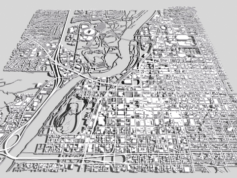 Cityscape Eugene Oregon USA 3D Model