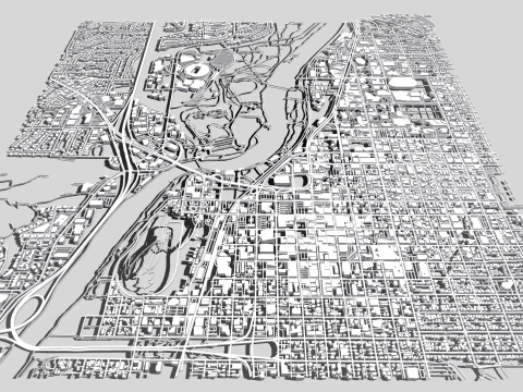 Cityscape Eugene Oregon USA 3D Model
