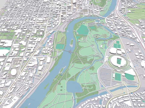 Cityscape Eugene Oregon USA 3D Model