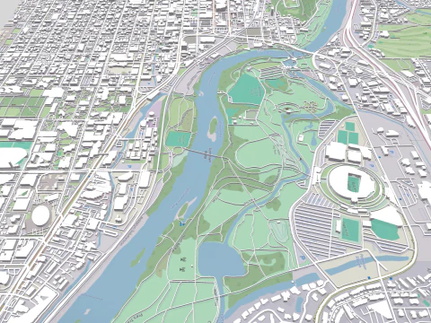Cityscape Eugene Oregon USA 3D Model