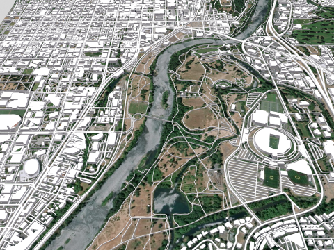 Cityscape Eugene Oregon USA 3D Model