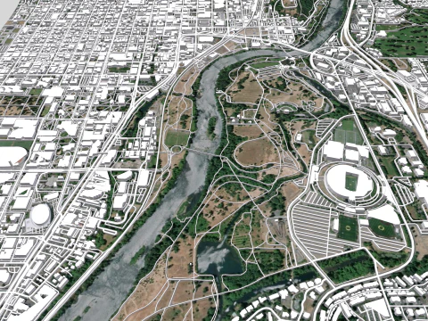 Cityscape Eugene Oregon USA 3D Model