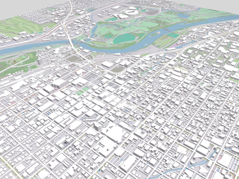 Cityscape Eugene Oregon USA 3D Model
